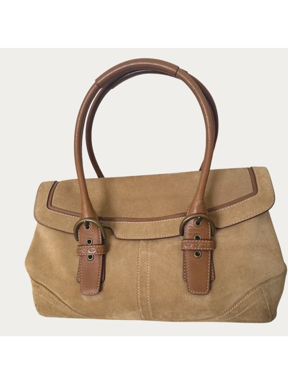 Vintage 2004 Coach Camel Soho Flap Satchel No.9674 Beautiful Suede Bag